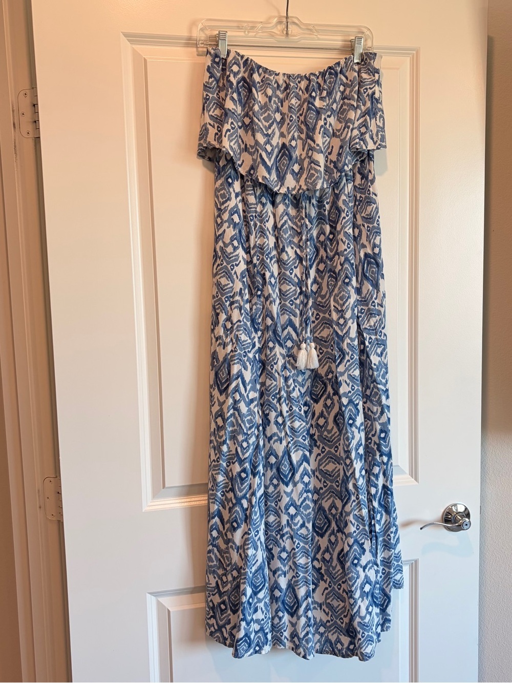 Japna blue/white strapless maxi dress